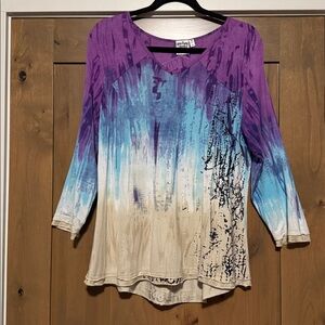 Parsley & Sage Knit pullover tunic Shirt Womens M Abstract Artsy Art to Wear